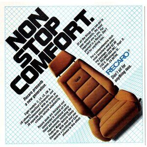 1980 Recaro LN Racing Car Seats Vintage Print Ad 80s Man Cave Wall Art